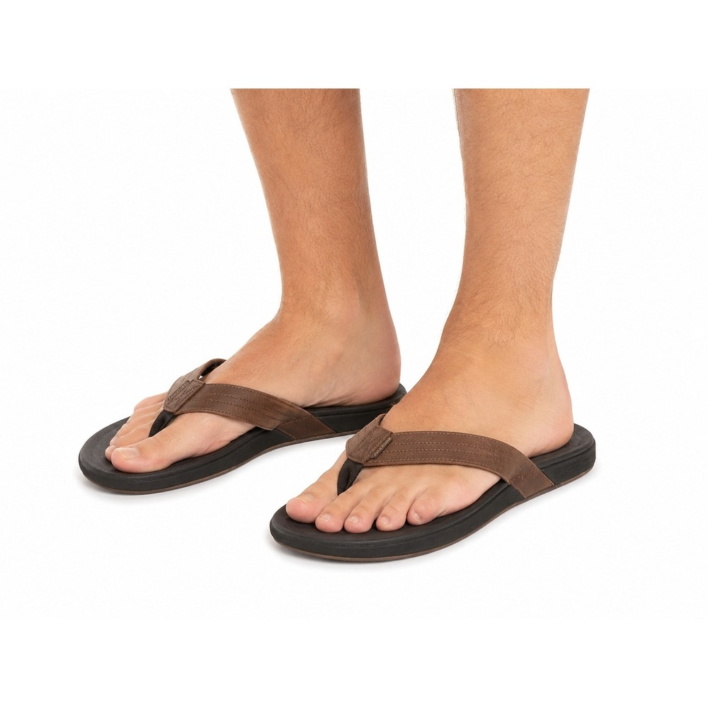 Reef Cushion Phantom LE Brown Leather Flip Flop Sandals Men's Size 12 Comfort